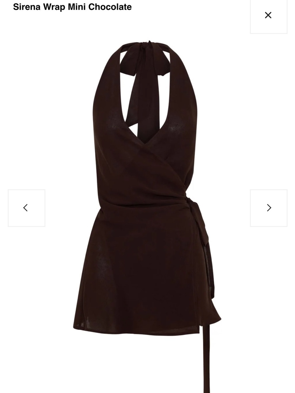 Wrap Halter Mini Dress in Chocolate Brown